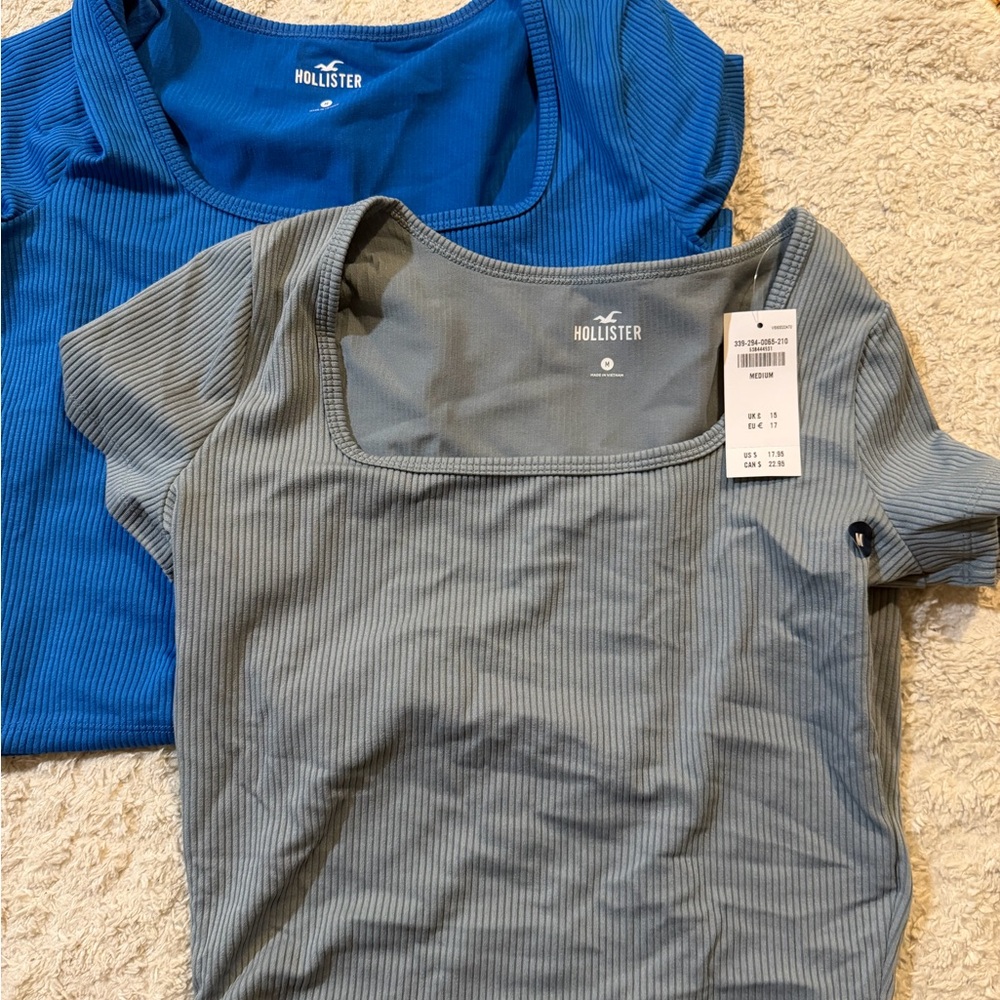 Hollister Short-Sleeve Ribbed Square-Neck Top Bundle NWT
